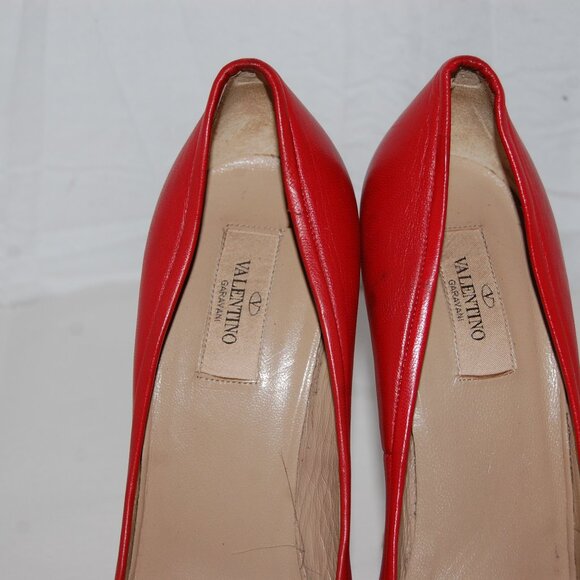 40.5US 10❤️ VALENTINO Red Leather Platform High Heels Pumps ITALY - Picture 3 of 16